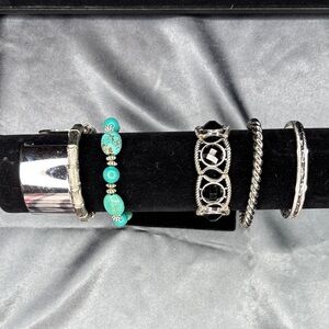 Silver and Turquoise Bracelet Set